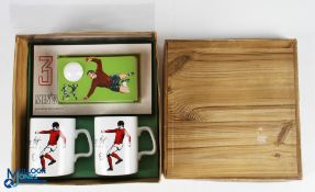 1970 George Best Gift Set, a Christmas period gift set with George best hankies and Staffordshire