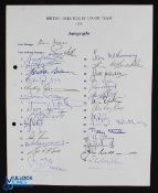 1974 British Lions in South Africa Official Rugby Autograph Sheet: One of the best examples seen,