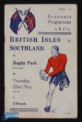 Rare 1950 British & I Lions v Southland Rugby Programme: Pictorial cover, some marks and underlining