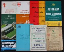 1947-84 Australia in Wales etc Rugby Programmes (8): v Cardiff 1947, 1975 & 1984; v Aberavon & Neath