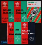 1971-77 Wales Rugby Programmes v Ireland & Scotland (5): Cardiff issues v Ireland 1971 (Wales