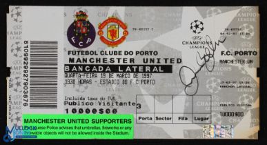 1996/97 Porto v Manchester Utd Champions League match ticket 19 March 1997 signed by David