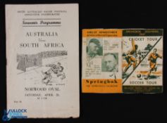 1947 Australia v South Africa at Adelaide match programme 26 April, Springbok Souvenir 1947 (