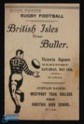 Rare 1950 British Lions v Buller Rugby Programme: Harder-to-find buff 12pp issue. Slight wear