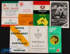 Australia in the UK 1973, 1975 & 1981 Rugby Programmes (7): 1973 v West Wales, 1975 v London