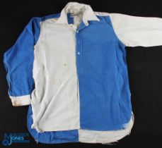 1950s Western Province shirt, pale blue/white halves, long sleeves with one pale blue, one white,