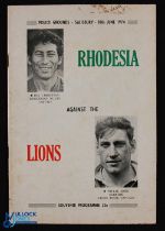 1974 British Lions v Rhodesia Rugby Programme: Rare, 24pp. The Lions' final trip to Rhodesia