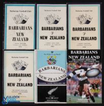 Barbarians v NZ Rugby programmes (6): 1954, 1964, 1973, 1978, 1989 & 1993. Mostly G/VG, great