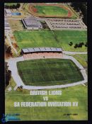 1980 SA Federation Invitation XV v B & I Lions Rugby Programme: At Stellenbosch 27/5/80, 24pp,