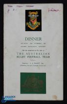 1957 Newport v Australia Signed Rugby Dinner Menu: Famous 11-0 win for Newport, & c.40 autographs