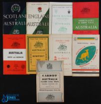 Australia in the UK 1957-8 Rugby Programmes (9): v Scotland & v England (worn), v Pontypool/Cross
