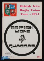 1974 British Lions v Quaggas Rugby Programme: Large attractive issue, VG