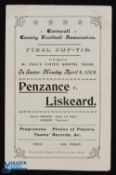 1904 Cornwall County FA Cup Final Penzance v Liskeard at St. Paul's United Ground Truro, 4 April