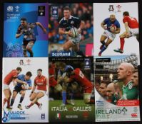 Wales Away Rugby Programmes (6): Half a dozen recent glossy issues, Italy v Wales 2015, 17 & 19;