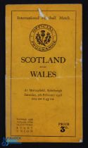 1938 Scarce Scotland v Wales Rugby Programme: The hosts won 8-6 at Murrayfield, standard issue, tape