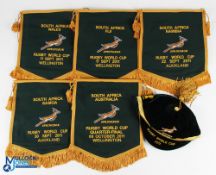 Rare 2011 RWC S African Rugby Pennants & Caps Collection (6): Official pennants for the RWC games