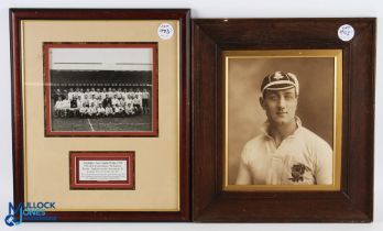 Mid-1920s Framed Vintage Rugby Images (2): Lovely duo: Original hand-finished portrait, 19" x 16.