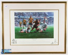 Framed Rugby Art, England Win v Australia, 2000: Classic modern style, accurate ltd ed painting of