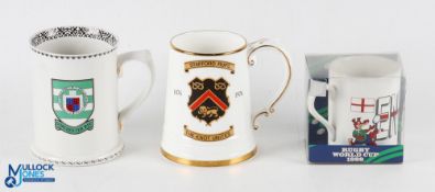 English Rugby Club etc Ceramic Mugs (3): Beautiful commemorative ceramic 5" tall decorative