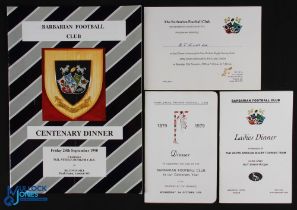Very Special Barbarian Rugby Selection (4): Original large glossy Barbarians Centenary Dinner