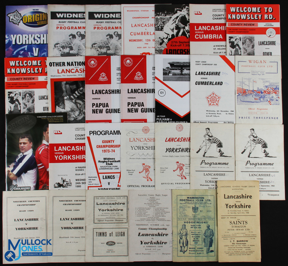 RL Lancashire County Programmes (40): 1948-2002, some duplication, wide date spreads v Yorkshire,