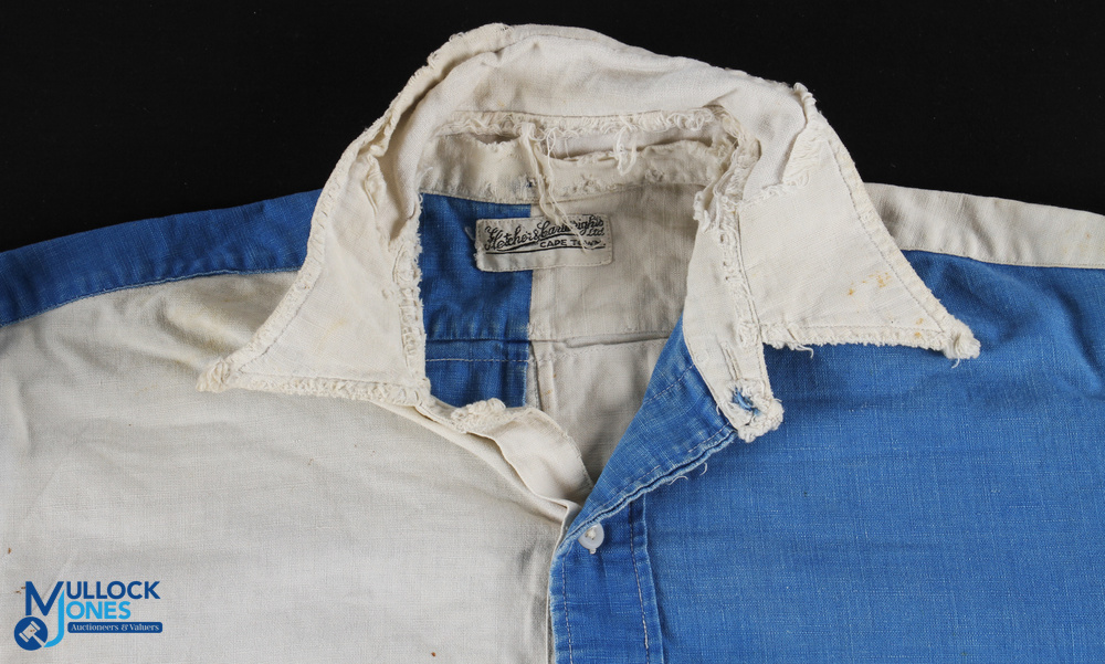 1950s Western Province shirt, pale blue/white halves, long sleeves with one pale blue, one white, - Image 2 of 3