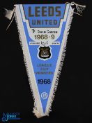 1969 Pennant for Leeds Utd 1st Division Champions 1968/69 (1st time Leeds Utd achieved this