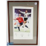 Teddy Sheringham Limited Edition England Manchester United signed print, by Gary Keane 98, ltd ed