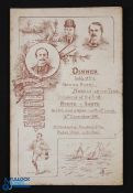 1891 Hugely Rare & Magnificent North v South Rugby Dinner Menu: A thing of beauty and great