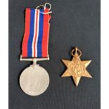 WWII SERVICE MEDAL with ribbon, together with The 1939-1945 Star (2)