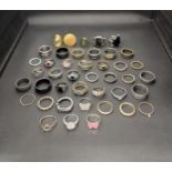 SELECTION OF SILVER AND OTHER RINGS including bands, stone set rings and statement rings