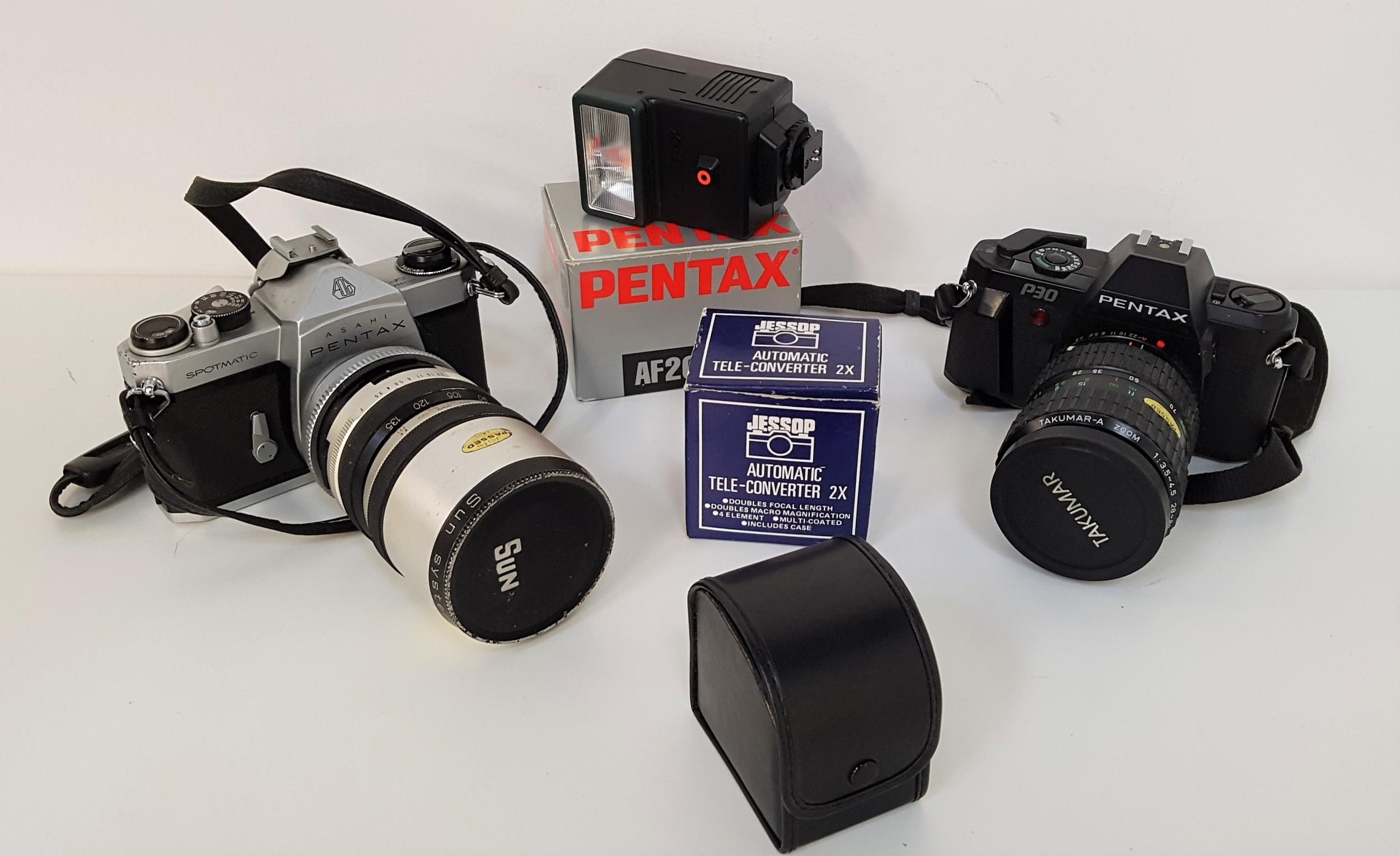 SELECTION OF CAMERAS AND OTHER EQUIPMENT including a Pentax Spotmatic 35mm with a Sun System Zoom