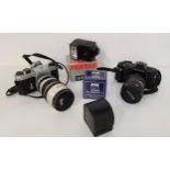 SELECTION OF CAMERAS AND OTHER EQUIPMENT including a Pentax Spotmatic 35mm with a Sun System Zoom