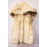 VINTAGE LADIES CONEY FUR CAPE in cream with shoulder straps