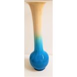 JAPANESE KYOTO WARE BOTTLE NECK VASE with a graduated blue glaze, 61.5cm high