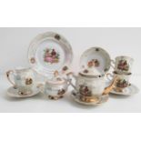 CHODZIEZ OF POLAND TEA SET decorated with classical figures on an iridescent lustre ground with gilt