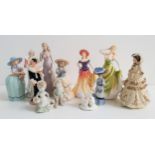 SELECTION OF FIGURINES including six Leonardo Collection, lady in an evening gown, 23.5cm high, lady