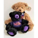 HAMLEYS OF LONDON TEDDY BEAR with Hamleys embroided to his foot and a blue ribbon around his neck,