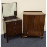 MAHOGANY BOW FRONT CUPBOARD with a pair of doors opening to reveal a shelved interior above a