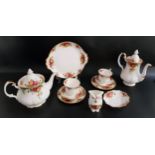 ROYAL ALBERT OLD COUNTRY ROSES TEA AND COFFEE SET comprising a tea and coffee pot, two milk jugs,