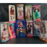 TEN INTERNATIONAL BARBIE DOLLS compresing Highland Fling, Spanish Barbie, Chilean Barbie, Polish