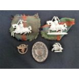 WWII FIFE AND FORFAR YEOMANRY CAP BADGES and a collar badge, WWII German wound badge and a WWII