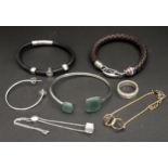 SELECTION OF FASHION JEWELLERY comprising a Skagen Sea-Glass Bangle, Emporio Amani Leather bracelet,