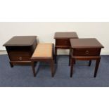 PAIR OF STAG MAHOGANY BEDSIDE TABLES with a moulded top above a frieze drawer, standing on