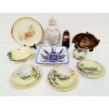 MIXED LOT OF CERAMICS including a Carlton Ware dish decorated with hollyhocks, Crown Devon shaped