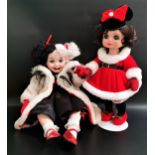 TWO DISNEY PORCELAIN HEADED DOLLS designed by Marie Osmond depicting 'Adora Minnie Holiday Belle'