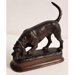CHARLES CURRY bronze study of a bloodhound on a naturalistic base, signed, 13.5cm high