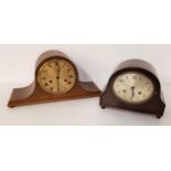 1950s MANTLE CLOCK in a shaped mahogany case, the circular silvered dial with Arabic numerals and an