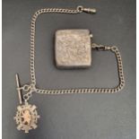 EDWARD VII SILVER VESTA with engraved scroll decoration overall and a central panel with WR monogram