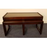 AVALON MAHOGANY NEST OF OCCASIONAL TABLES the rectangular top standing on continuous supports,
